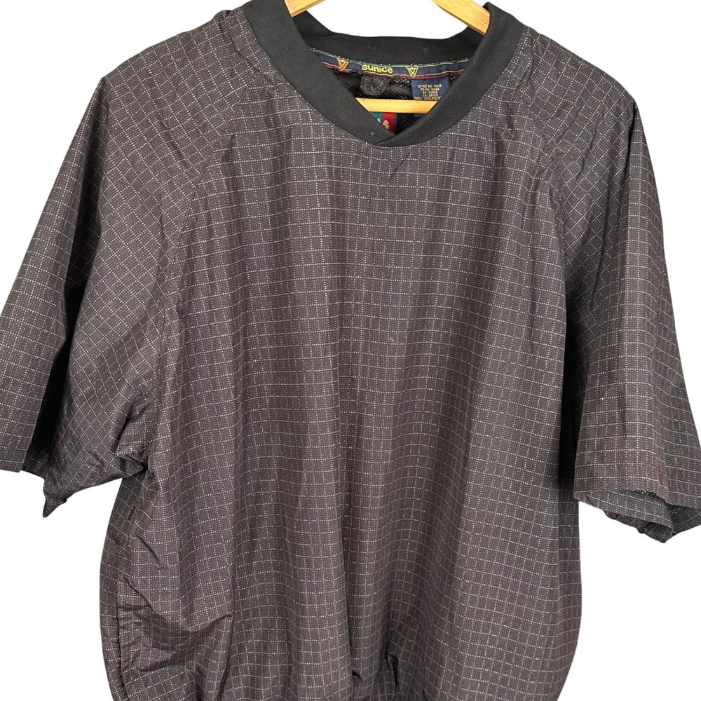 Sunice Mens Golf Large Windshirt Short Sleeve Pullover V-Neck Black Grid 3416